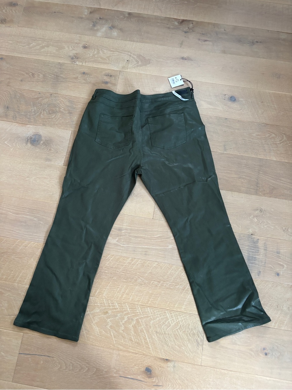 Dark Olive Stretchy Jean with Faux Leather like texture Pants